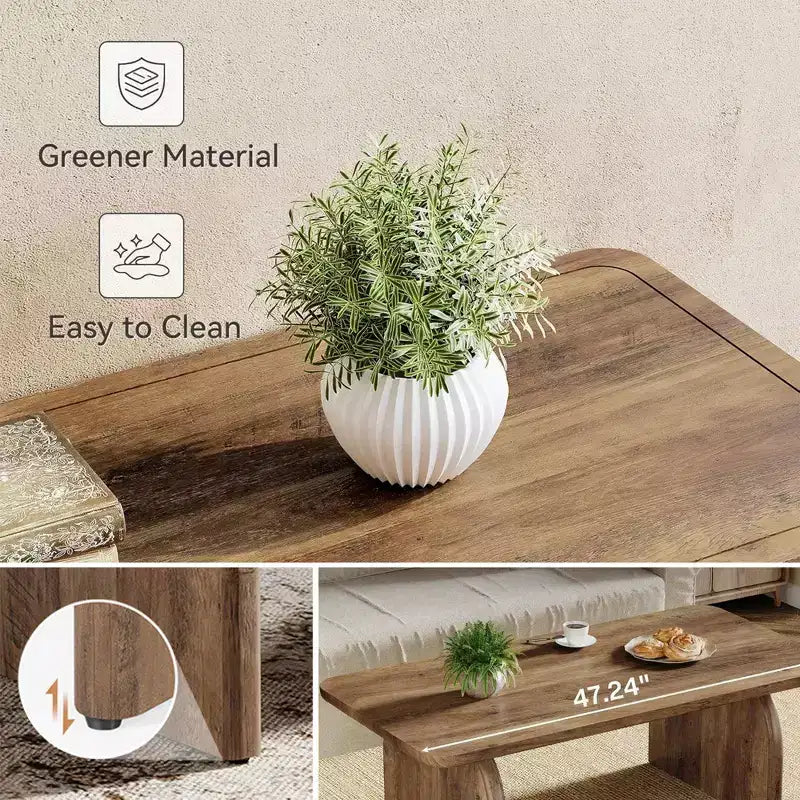 2-Tier Modern Coffee Table, White Faux Marble Top & Gold Metal Legs for Living Room