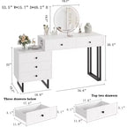 Vanity Desk with Mirror, Makeup Vanity with 5 Drawers, 3 Color LightsAdjustable Brightness