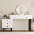 Vanity Desk with Mirror, Makeup Vanity with 5 Drawers, 3 Color LightsAdjustable Brightness
