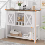 Wine Bar Cabinet with Sliding Barn Door, Coffee Cabinet with Wine Rack and Glass Holder, Kitchen Buffet Sideboard with Storage, Liquor Bar