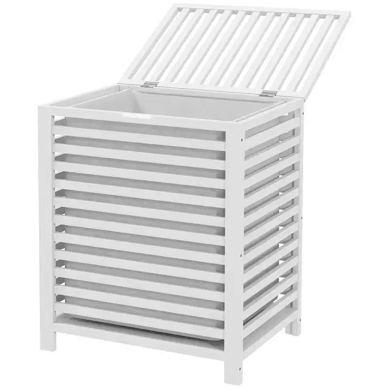 Kosz na pranie z bambusa z pokrywą, kosz na pranie z wyjmowaną torbą na brudne ubrania, 19,75 x 14,25 x 23,5 cala, kolor kawowy