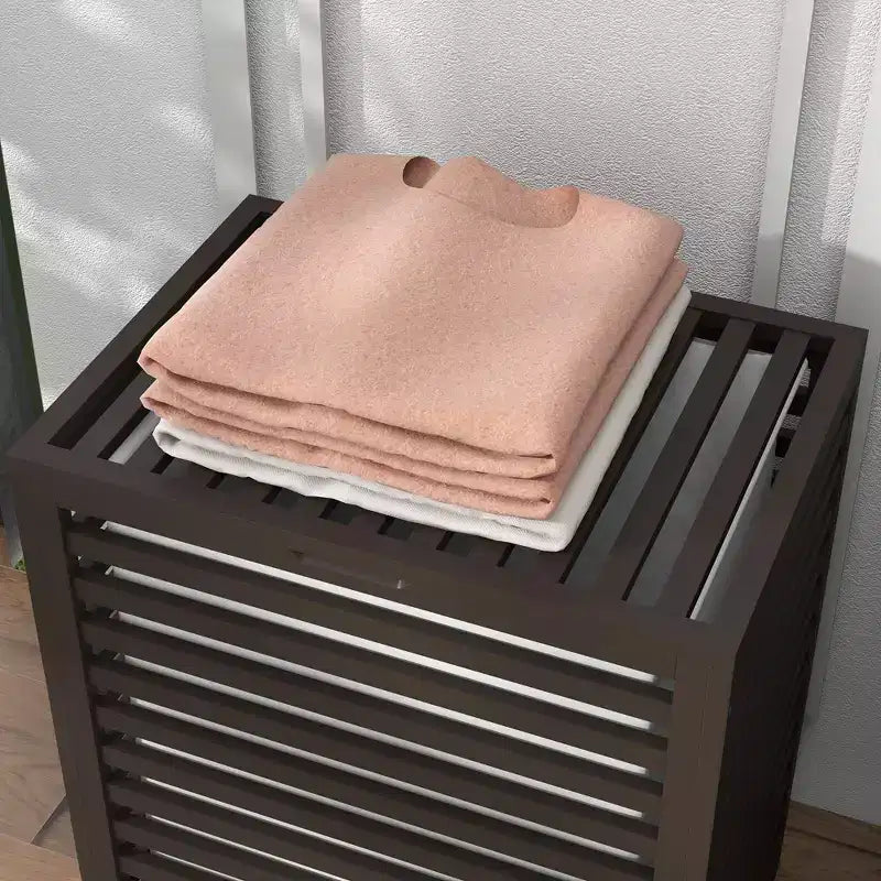 Bamboo Laundry Hamper with Lid, Laundry Basket with Removable Liner Bag, Dirty Clothes Hamper, 19.75 x 14.25 x 23.5 Inches, Coffee