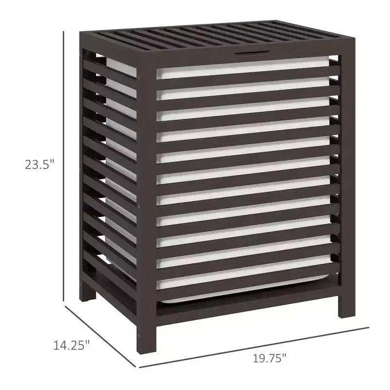 Kosz na pranie z bambusa z pokrywą, kosz na pranie z wyjmowaną torbą na brudne ubrania, 19,75 x 14,25 x 23,5 cala, kolor kawowy