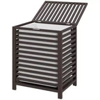 Kosz na pranie z bambusa z pokrywą, kosz na pranie z wyjmowaną torbą na brudne ubrania, 19,75 x 14,25 x 23,5 cala, kolor kawowy