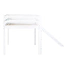Twin Low Loft Bed with Slide, Ladder, Safety Guardrails White