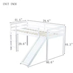 Twin Low Loft Bed with Slide, Ladder, Safety Guardrails White