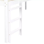 Twin Low Loft Bed with Slide, Ladder, Safety Guardrails White