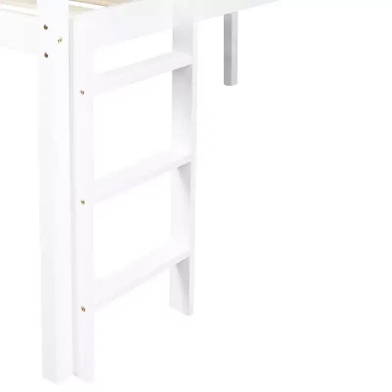 Twin Low Loft Bed with Slide, Ladder, Safety Guardrails White