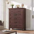 Freestanding 41.3 Tall Vertical Drawer Dresser with Storage, Wooden Closet Storage Chest for Living Room, Bedroom, Entryway, Bedroom