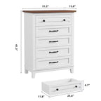 Freestanding 41.3 Tall Vertical Drawer Dresser with Storage, Wooden Closet Storage Chest for Living Room, Bedroom, Entryway, Bedroom