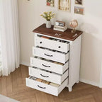 Freestanding 41.3 Tall Vertical Drawer Dresser with Storage, Wooden Closet Storage Chest for Living Room, Bedroom, Entryway, Bedroom