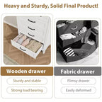 Freestanding 41.3 Tall Vertical Drawer Dresser with Storage, Wooden Closet Storage Chest for Living Room, Bedroom, Entryway, Bedroom