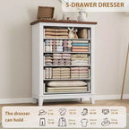 Freestanding 41.3 Tall Vertical Drawer Dresser with Storage, Wooden Closet Storage Chest for Living Room, Bedroom, Entryway, Bedroom