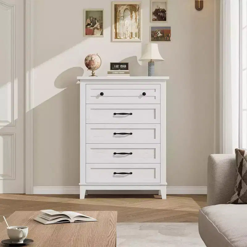 Freestanding 41.3 Tall Vertical Drawer Dresser with Storage, Wooden Closet Storage Chest for Living Room, Bedroom, Entryway, Bedroom
