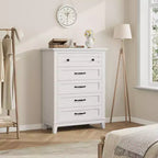 Freestanding 41.3 Tall Vertical Drawer Dresser with Storage, Wooden Closet Storage Chest for Living Room, Bedroom, Entryway, Bedroom