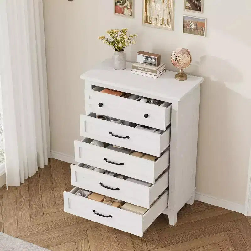 Freestanding 41.3 Tall Vertical Drawer Dresser with Storage, Wooden Closet Storage Chest for Living Room, Bedroom, Entryway, Bedroom