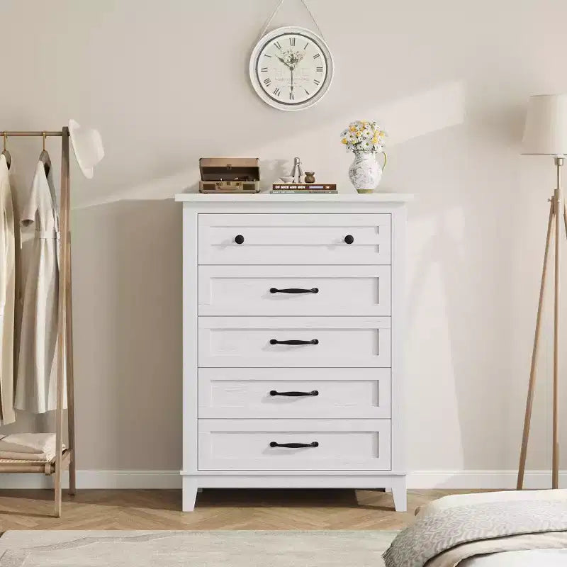 Freestanding 41.3 Tall Vertical Drawer Dresser with Storage, Wooden Closet Storage Chest for Living Room, Bedroom, Entryway, Bedroom