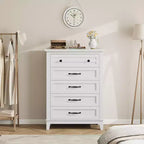 Freestanding 41.3 Tall Vertical Drawer Dresser with Storage, Wooden Closet Storage Chest for Living Room, Bedroom, Entryway, Bedroom