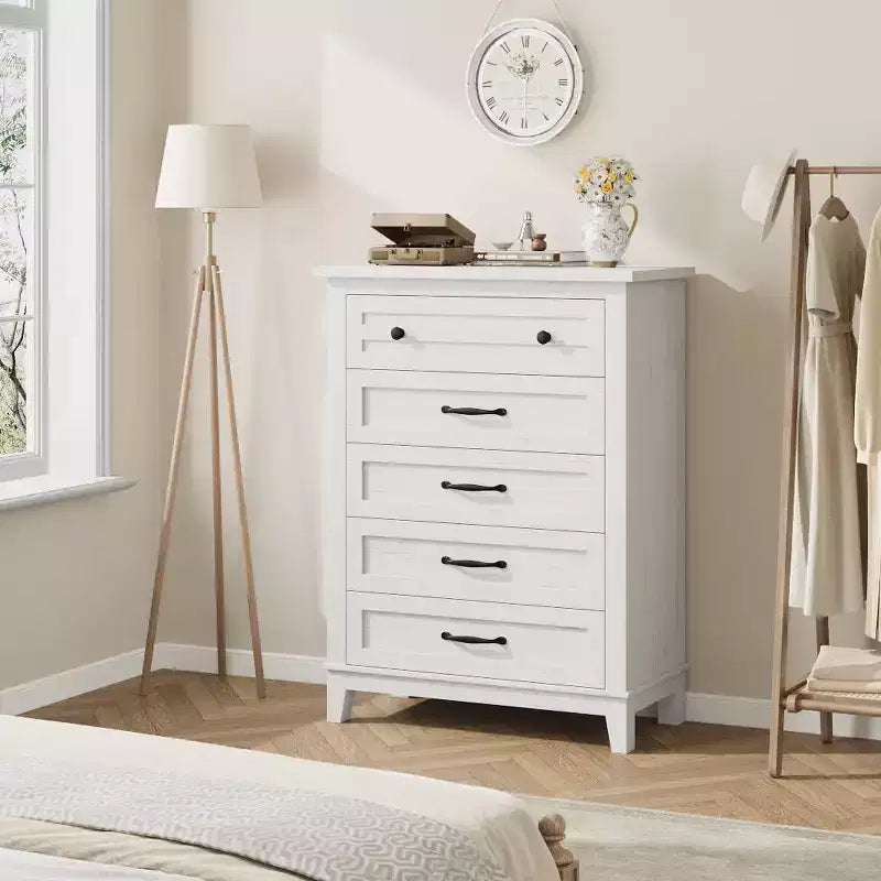Freestanding 41.3 Tall Vertical Drawer Dresser with Storage, Wooden Closet Storage Chest for Living Room, Bedroom, Entryway, Bedroom