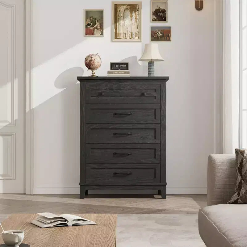 Freestanding 41.3 Tall Vertical Drawer Dresser with Storage, Wooden Closet Storage Chest for Living Room, Bedroom, Entryway, Bedroom