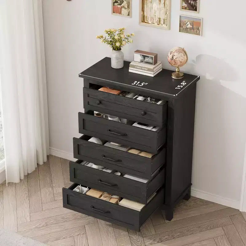 Freestanding 41.3 Tall Vertical Drawer Dresser with Storage, Wooden Closet Storage Chest for Living Room, Bedroom, Entryway, Bedroom