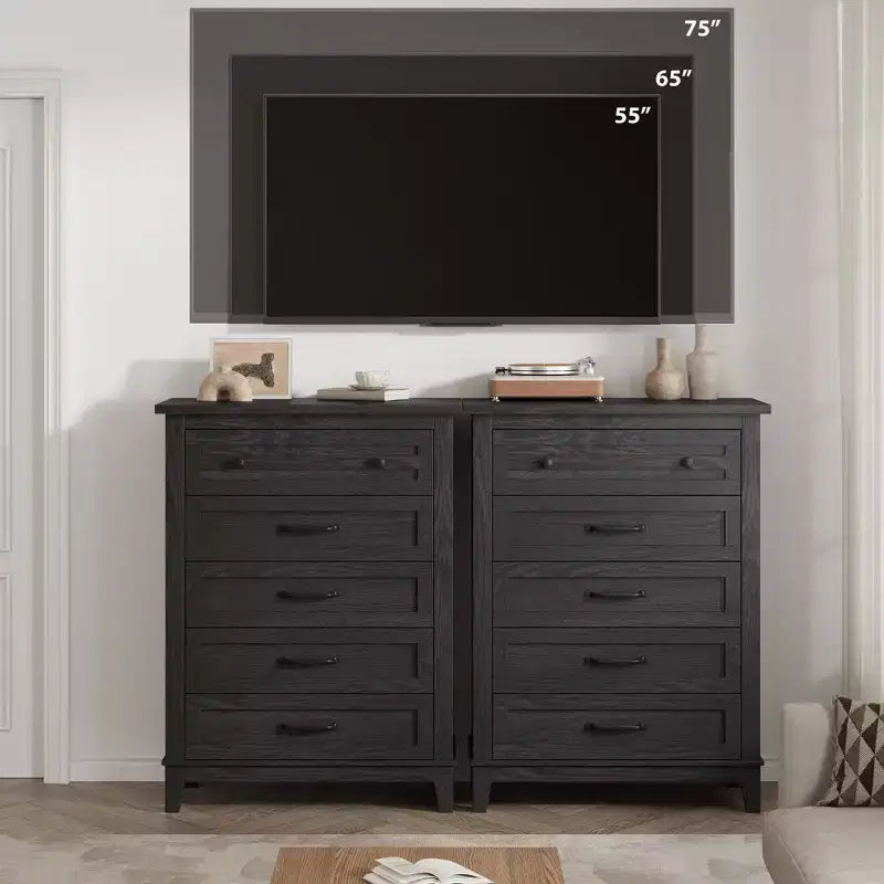 Freestanding 41.3 Tall Vertical Drawer Dresser with Storage, Wooden Closet Storage Chest for Living Room, Bedroom, Entryway, Bedroom