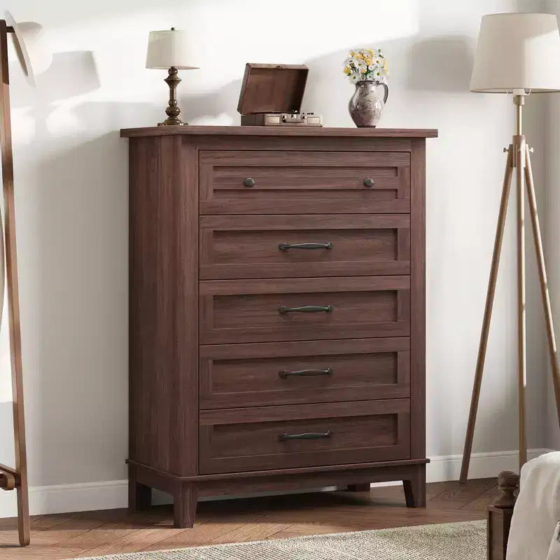 Freestanding 41.3 Tall Vertical Drawer Dresser with Storage, Wooden Closet Storage Chest for Living Room, Bedroom, Entryway, Bedroom