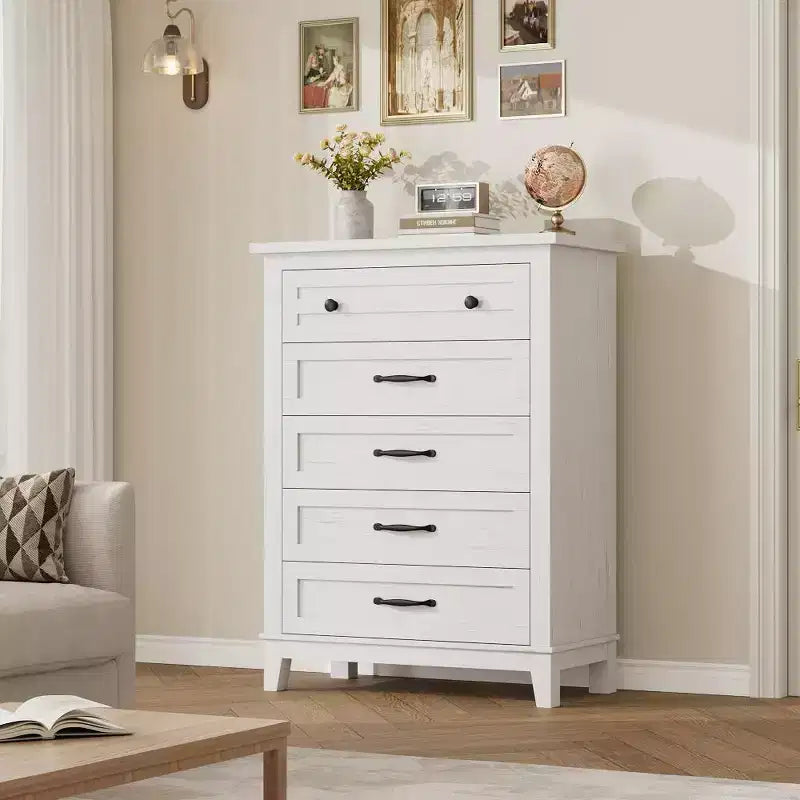 Freestanding 41.3 Tall Vertical Drawer Dresser with Storage, Wooden Closet Storage Chest for Living Room, Bedroom, Entryway, Bedroom