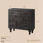 Farmhouse 3 Drawer Home Bedroom Dresser with Geometric Pattern, Black