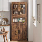 Hoher Badezimmer-Bodenschrank, freistehende Kücheneinheit mit Türen & verstellbaren Regalen, 60 x 30 x 170 cm