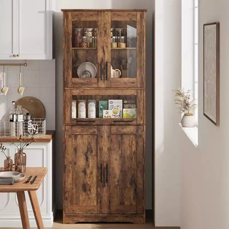 Hoher Badezimmer-Bodenschrank, freistehende Kücheneinheit mit Türen & verstellbaren Regalen, 60 x 30 x 170 cm