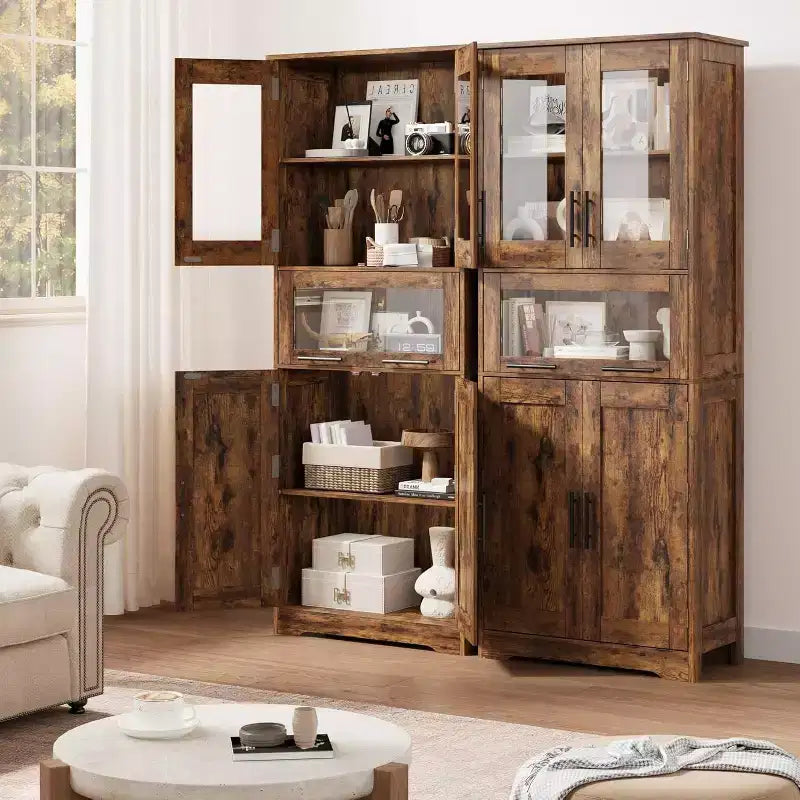 Hoher Badezimmer-Bodenschrank, freistehende Kücheneinheit mit Türen & verstellbaren Regalen, 60 x 30 x 170 cm
