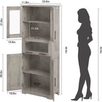 Hoher Badezimmer-Bodenschrank, freistehende Kücheneinheit mit Türen & verstellbaren Regalen, 60 x 30 x 170 cm