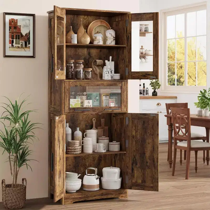 Hoher Badezimmer-Bodenschrank, freistehende Kücheneinheit mit Türen & verstellbaren Regalen, 60 x 30 x 170 cm