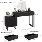 Frisiertisch mit Spiegel und Beleuchtung, Schminktisch mit 5 Schubladen, moderner Organizer mit 3 Farblichtern