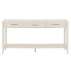 60 Painted Console Table with 3 Drawers Wooden Entryway Table with Storage Shelf Farmhouse Sofa Table for Living Room Beige