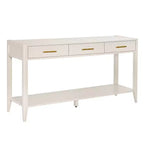 60 Painted Console Table with 3 Drawers Wooden Entryway Table with Storage Shelf Farmhouse Sofa Table for Living Room Beige