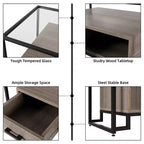 58 5-Tier Kitchen Pantry Cabinet with Glass Doors and Drawer, Microwave Rack, and Brakeable Casters Wood