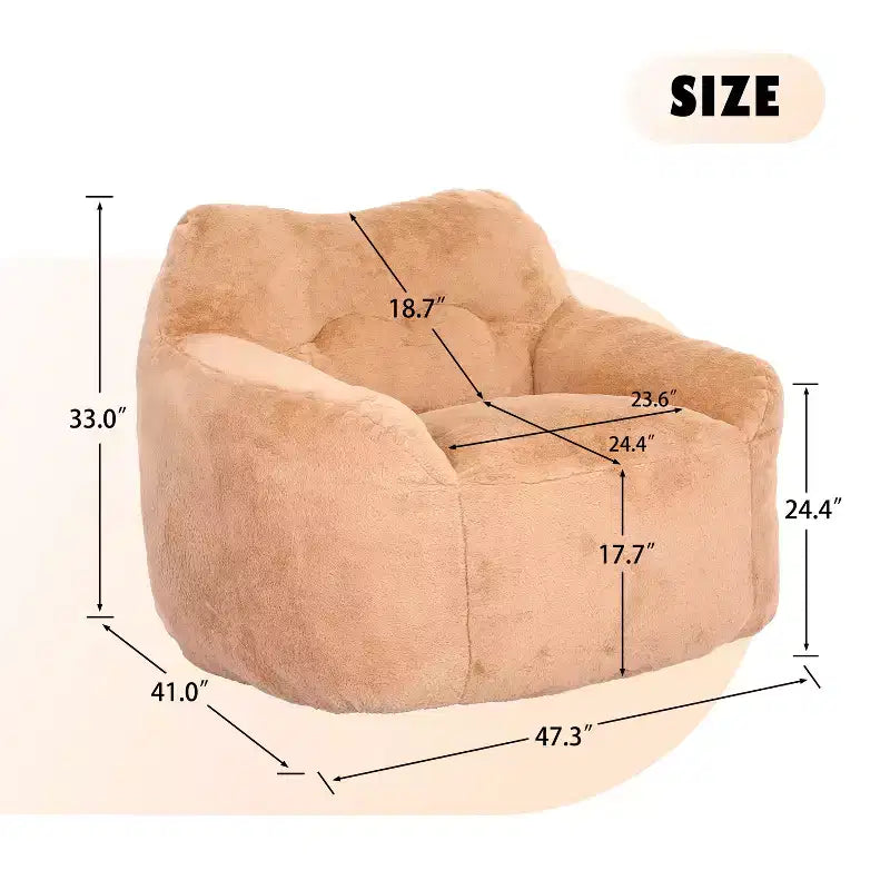 Bean Bag Sofa Chair with Armrests High Density Foam Lazy Comfortable for Adults Living Room Bedroom Reading