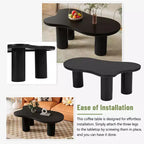 Cloud Shape Coffee Table for Living Room, Cute Accent Table with 3 Legs, Round Corner Irregular Side Table for Small Spaces, Easy to Assemble