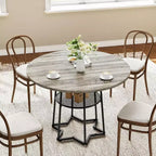 39 Inch Farmhouse Kitchen Table with 17.7 in Storage Space, Heavy Duty Metal Base, for Kitchen Dining Room