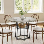 39 Inch Farmhouse Kitchen Table with 17.7 in Storage Space, Heavy Duty Metal Base, for Kitchen Dining Room