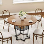 39 Inch Farmhouse Kitchen Table with 17.7 in Storage Space, Heavy Duty Metal Base, for Kitchen Dining Room