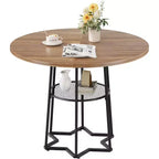 39 Inch Farmhouse Kitchen Table with 17.7 in Storage Space, Heavy Duty Metal Base, for Kitchen Dining Room