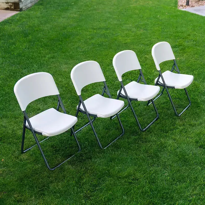 Light Commercial Loop Leg Folding Chair, 4 -Pack, White ()