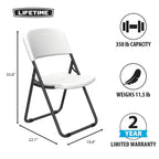 Light Commercial Loop Leg Folding Chair, 4 -Pack, White ()