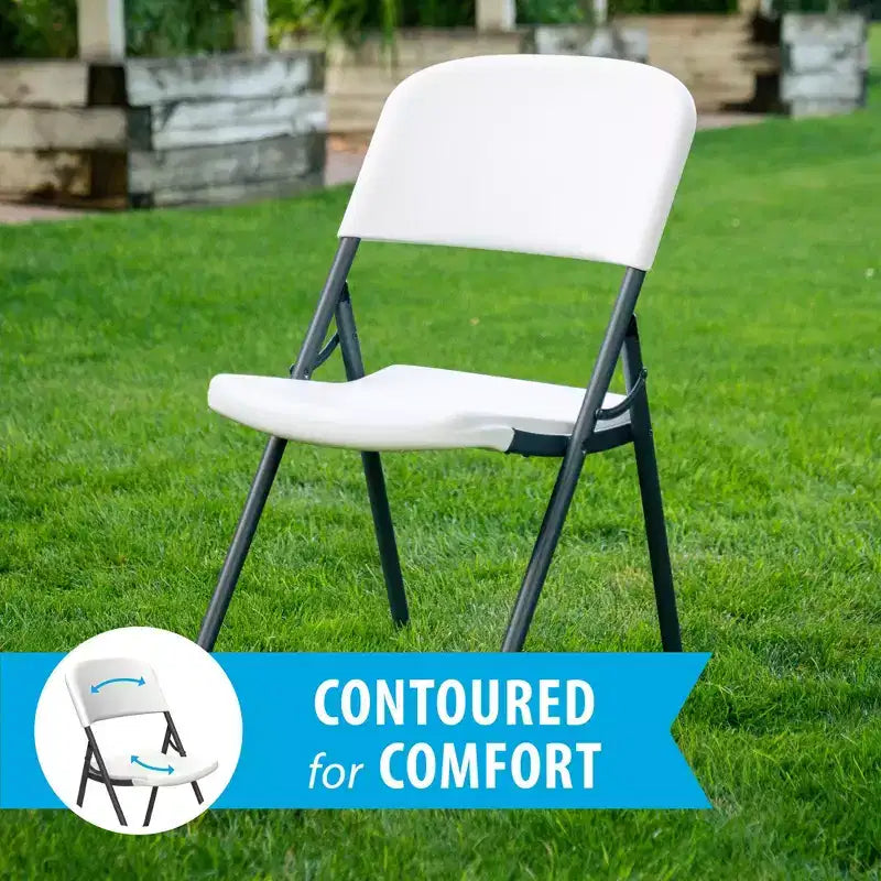 Light Commercial Loop Leg Folding Chair, 4 -Pack, White ()