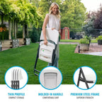 Light Commercial Loop Leg Folding Chair, 4 -Pack, White ()