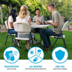 Light Commercial Loop Leg Folding Chair, 4 -Pack, White ()