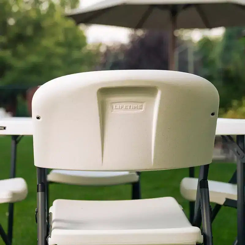Light Commercial Loop Leg Folding Chair, 4 -Pack, White ()